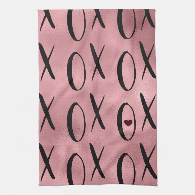 Linge De Cuisine Glam rose coeur XOXO (Vertical)