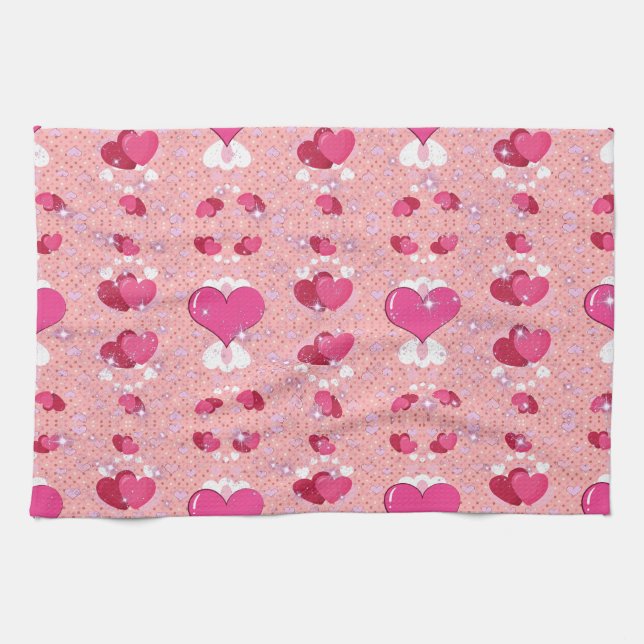 Linge De Cuisine glitter pink heart vibrant romantic wallpaper (Horizontal)