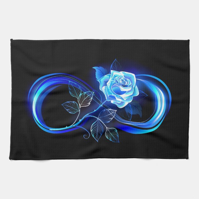 Linge De Cuisine Glowing infinity with blue rose (Horizontal)