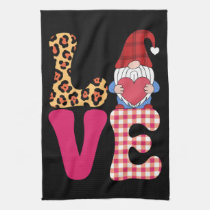 Linge De Cuisine Gnome de l'amour Saint Valentin Rouge Carreaux de