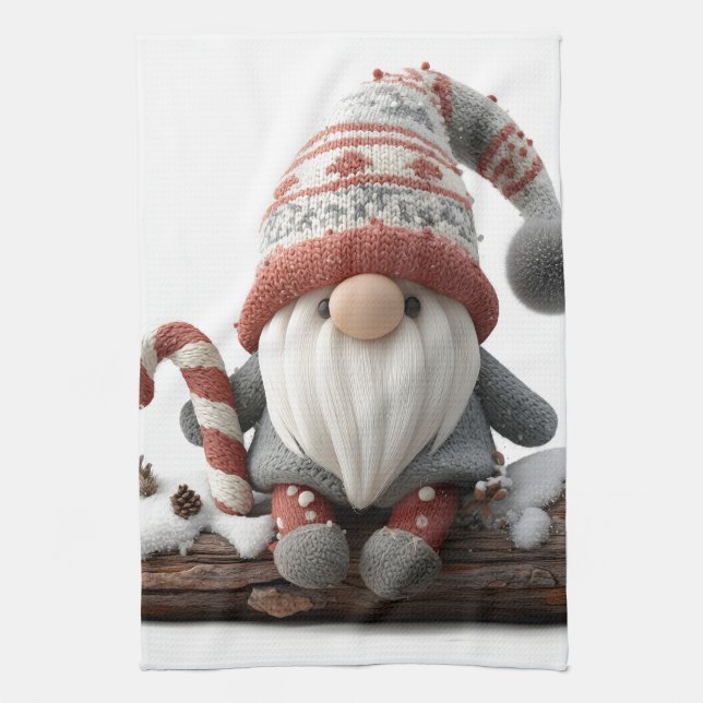 Linge De Cuisine Gnome de Noël mignonne avec un Sucre de canne sur  (Vertical)