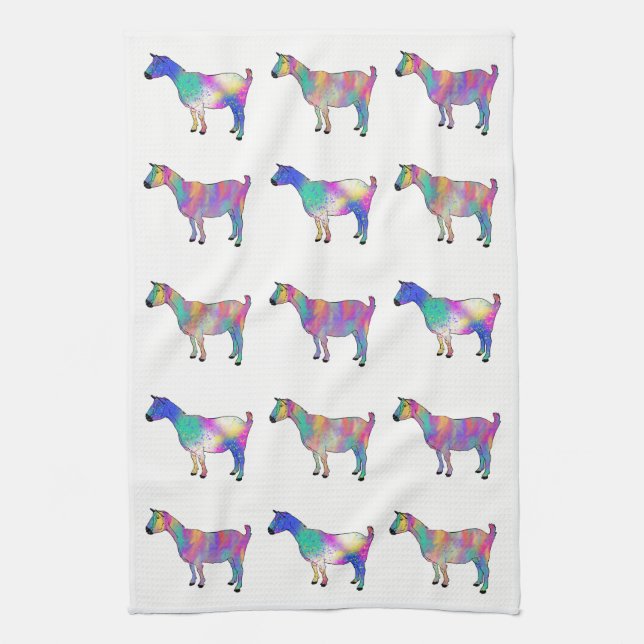 Linge De Cuisine Goats Funky Colourful Illustration Artsy Animals (Vertical)