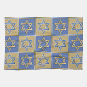 Linge De Cuisine Gold Blue Star de David Art Panels