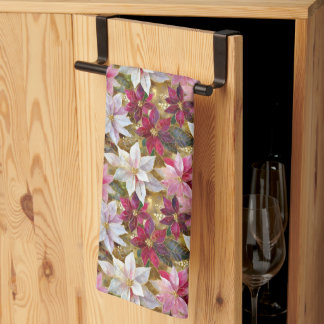 Linge De Cuisine Gold Burgundy Bronze rose Rouge blanc Poinsettia