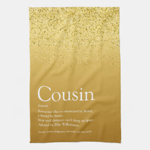 Linge De Cuisine Gold Glitter Glam Fun Best Ever Cousin Definition