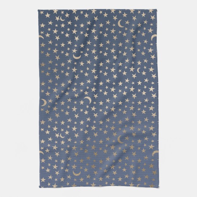 Linge De Cuisine Gold Moon et Stars Night Sky (Vertical)