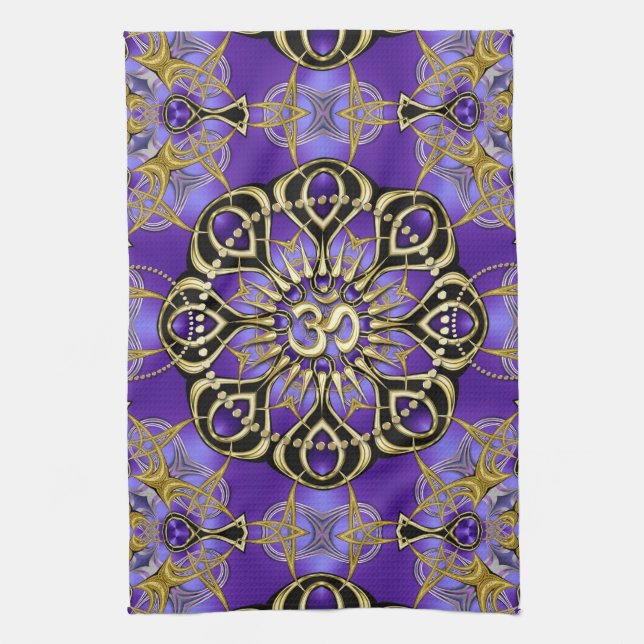 Linge De Cuisine Gold OM Purple Mandala Mindful Home Decor (Vertical)