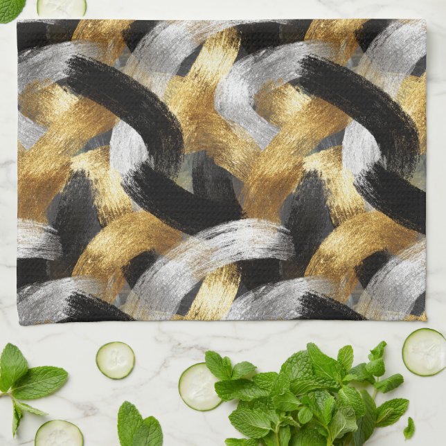 Linge De Cuisine Gold Silver Black Christmas Celebration (Plié)