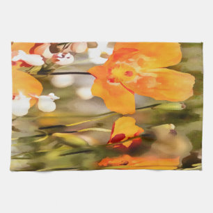 Linge De Cuisine Golden Orange California Pavot Acrylique Peinture