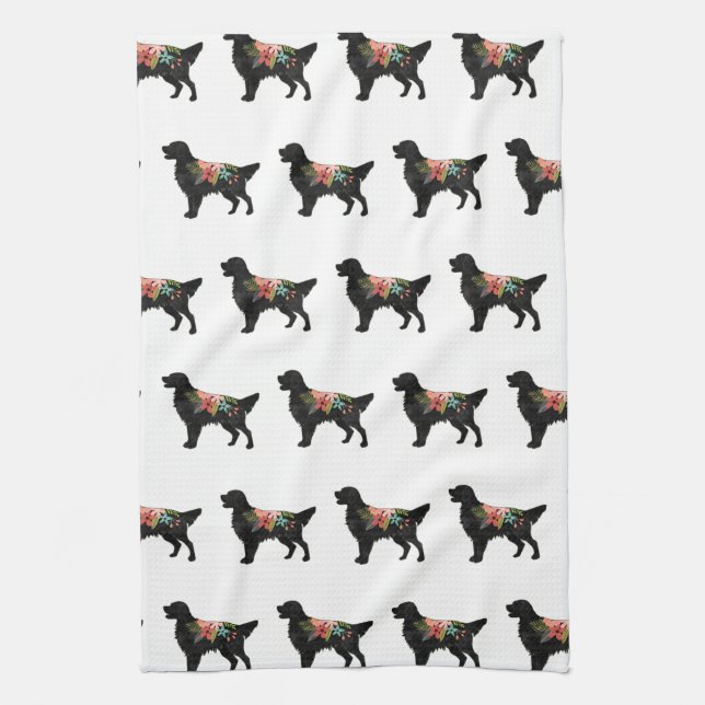 Linge De Cuisine Golden Retriever Chien race Bohemian Floral (Vertical)