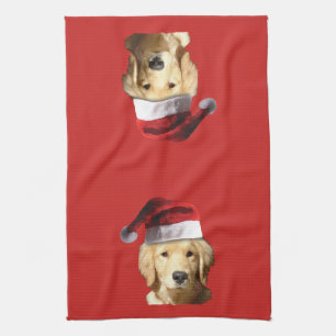 Linge De Cuisine Golden retriever le père noël
