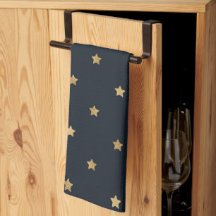 Linge De Cuisine Golden Stars on Midnight Black