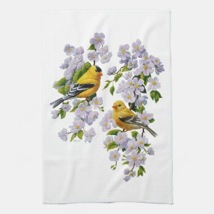 Linge De Cuisine Goldfinch Oiseaux & Fleurs U-Pick Couleur Arrière