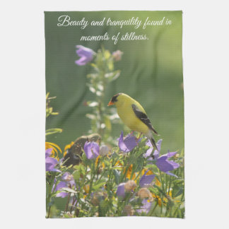Linge De Cuisine Goldfinch sur Harebell Flower