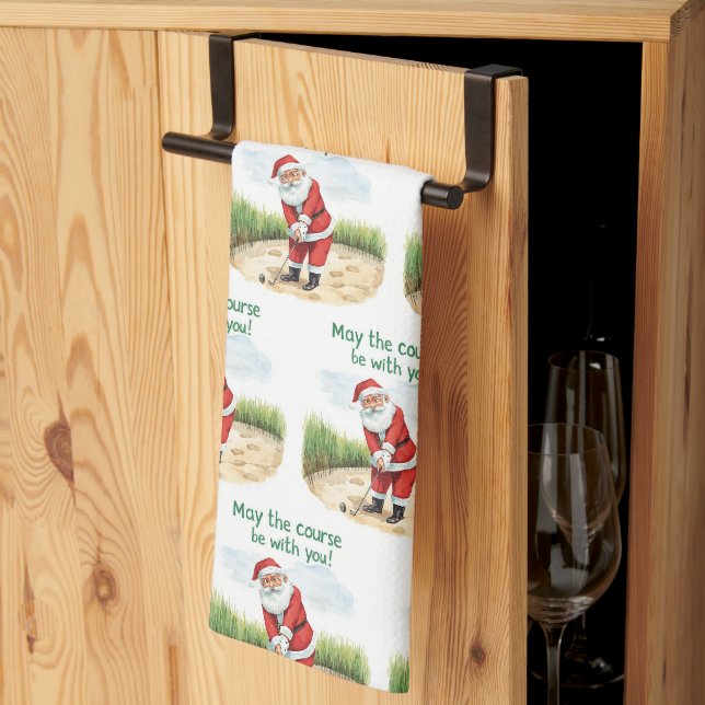 Linge De Cuisine Golf Que le parcours soit avec vous Noël Père Noël (Pliage en tiers)