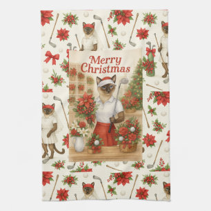 Linge De Cuisine Golfer Cat Femme thème de Noël pour amoureux des a