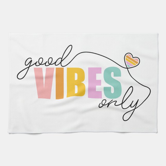 Linge De Cuisine Good Vibes seulement Rainbow Heart (Horizontal)