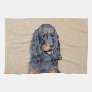 Linge De Cuisine Gordon Setter Peinture - Joli art original chien