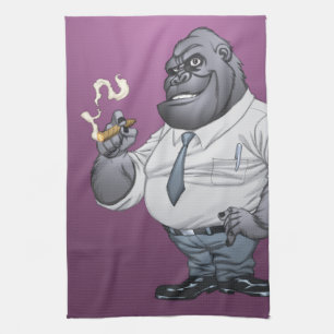 Linge De Cuisine Gorille de tabagisme de patron d'homme d'affaires