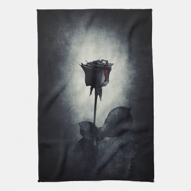 Linge De Cuisine Goth Black Rose Dripping Blood (Vertical)