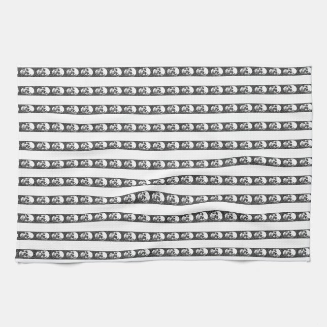 Linge De Cuisine Gothic striped pattern with skulls (Horizontal)