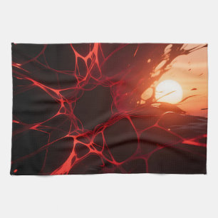 Linge De Cuisine Gouffre du coucher de soleil des veines rouges