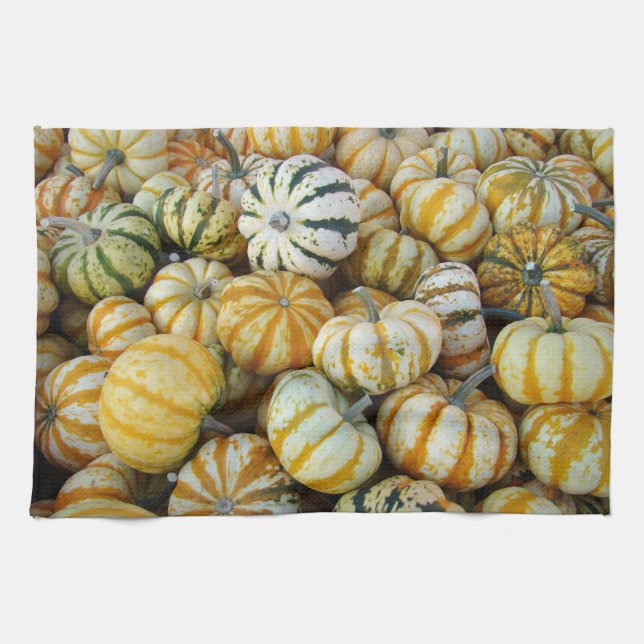 Linge De Cuisine Gourtes de récolte d'automne orange et vert (Horizontal)