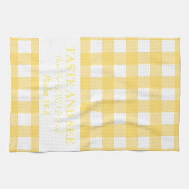 Linge De Cuisine Goûtez Et Voyez Que L'Éternel est bon, Jaune (Horizontal)