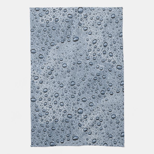 Linge De Cuisine gouttelettes d'eau gris de métal (Vertical)