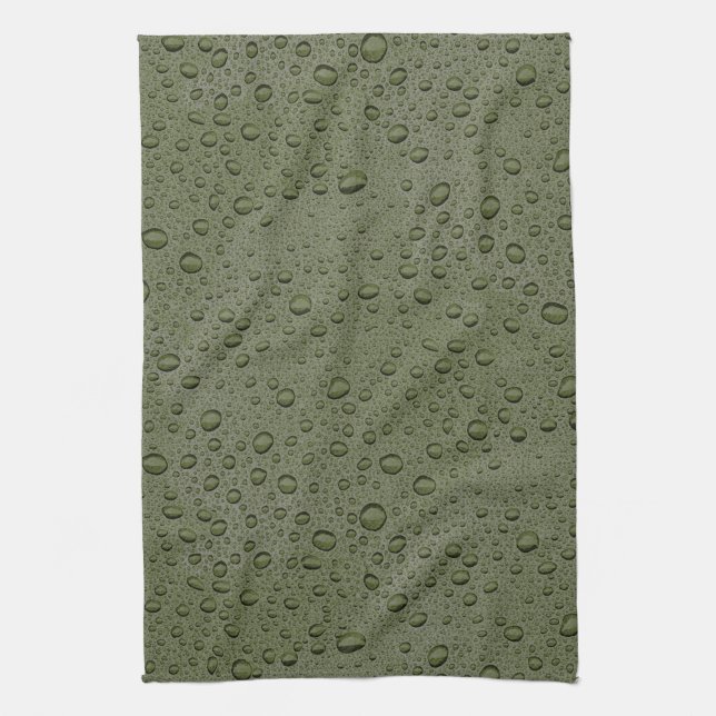 Linge De Cuisine gouttelettes d'eau verte d'olive (Vertical)