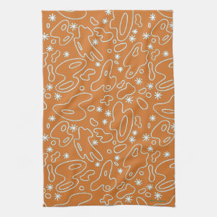 Linge De Cuisine Gouttes heureuses ! - Teal blanc orange