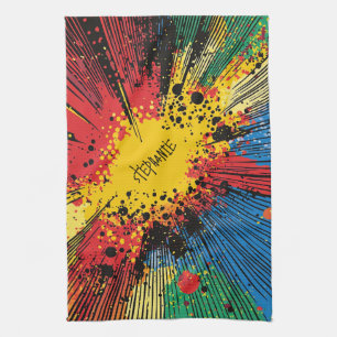 Linge De Cuisine Graffiti Gritty Jaune Explosion Ligne de Vitesse