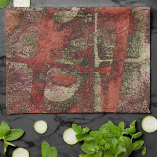 Linge De Cuisine Graffiti peint Grunge Automne Rouge Vert rouille