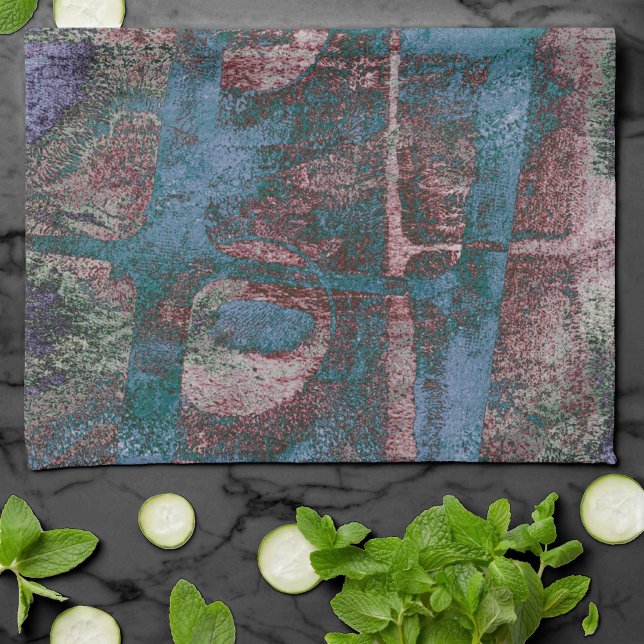 Linge De Cuisine Graffiti peint Grunge | Taupe bleu rouille (Créateur téléchargé)