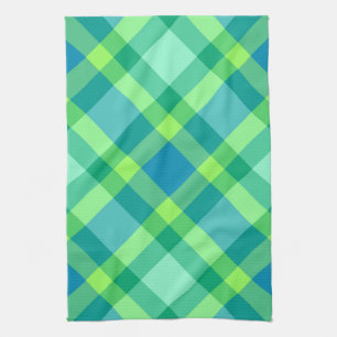 Linge De Cuisine Grand Bias Moderne Plaid, Jade Green & Turquoise