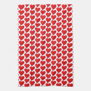 Linge De Cuisine Grand Coeur Rouge, Amour, Saint Valentin blanc