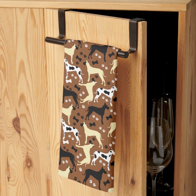 Linge De Cuisine Grand Dane Harlequin Faune Danois Noir Danois Cuis (Pliage en tiers)