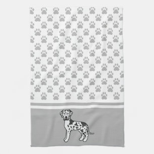 Linge De Cuisine Grand Danois Harlequin à Pattes Grises Motif