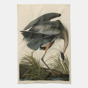 Linge De Cuisine Grand héron bleu des oiseaux d'Amérique d'Audubon