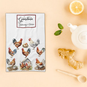 Linge De Cuisine Grand-mère de poulet coloré et de coq