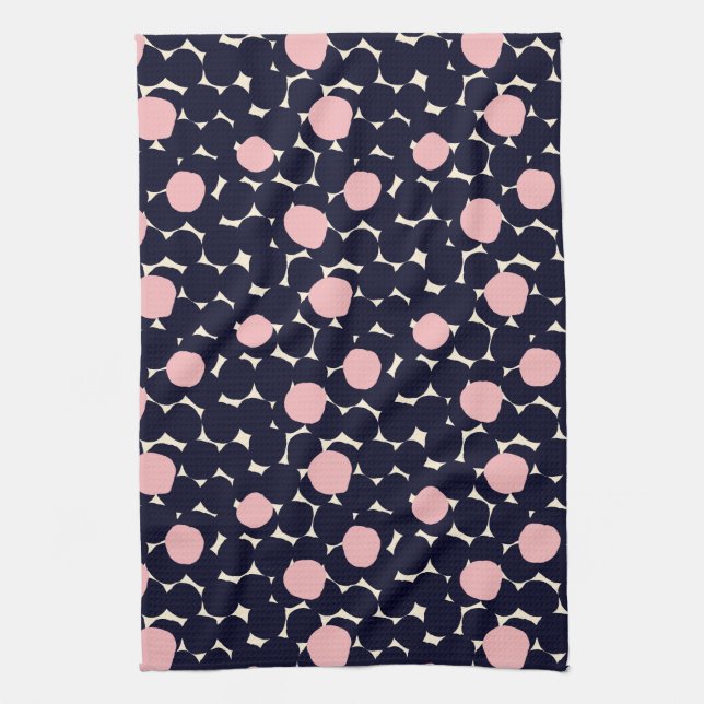 Linge De Cuisine Grand motif de point bleu et rose (Vertical)