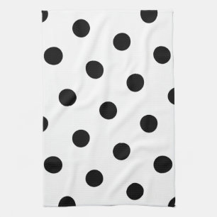 Linge De Cuisine Grand Motif noir Polka - Couleur blanche personnal