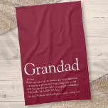 Linge De Cuisine Grand-père Grandad Papa Définition de Fun Burgundy<br><div class="desc">Personnalisez pour votre grand-père, grand-père, grand-père, papa ou pops spéciaux pour créer un cadeau unique pour le jour de Farther, les anniversaires, Noël ou n'importe quel jour que vous voulez montrer combien il signifie pour vous. Une façon parfaite de lui montrer à quel point il est extraordinaire chaque jour. Conçu...</div>