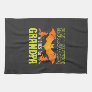 Linge De Cuisine Grand-père Halloween Chauve-souris Sorcière Vœux