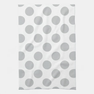 Linge De Cuisine Grand pois gris-clair