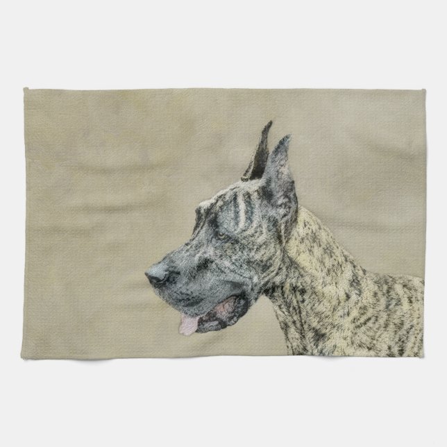 Linge De Cuisine Grande Danse (Brindle) Peinture - Art Chien origin (Horizontal)