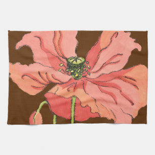Linge De Cuisine Grande fleur rose avec l'arrière - plan