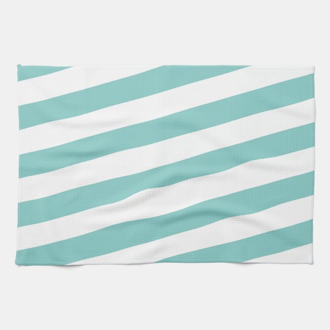 Linge De Cuisine Grandes turquoises et blanches (Horizontal)