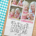 Linge De Cuisine Grandma Photo Collage Fleurs<br><div class="desc">Un cadeau personnalisé pour la grand-mère qui aime faire cuire</div>