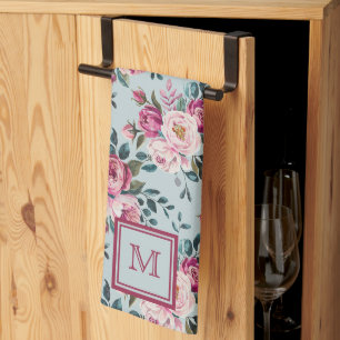 Linge De Cuisine Grandmillennial Fleur de Rose Poussiéreuse Monogra